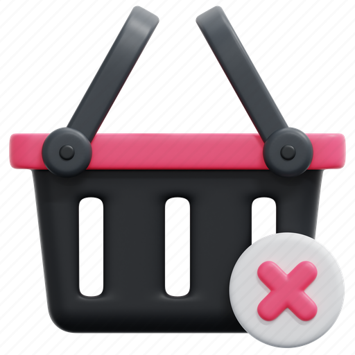 Cancel, delete, shopping, basket, remove, commerce, online 3D illustration - Download on Iconfinder