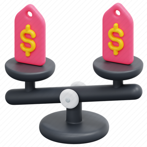 Compare, price, commerce, shopping, tag, label, balance 3D illustration - Download on Iconfinder