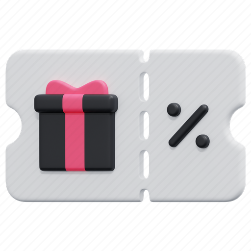 Coupon, discount, black, friday, gift, voucher, commerce 3D illustration - Download on Iconfinder