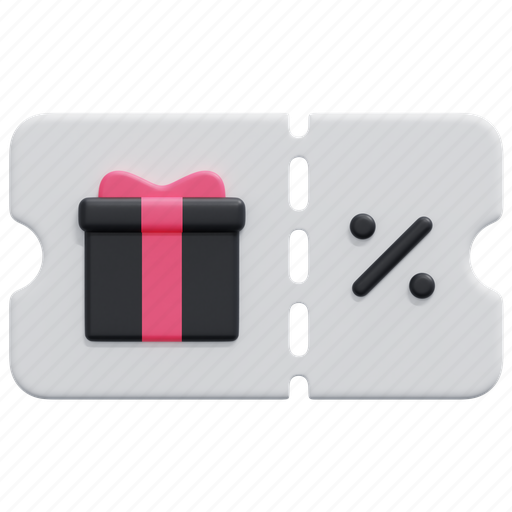 Coupon, discount, black, friday, gift, voucher, commerce 3D illustration - Download on Iconfinder
