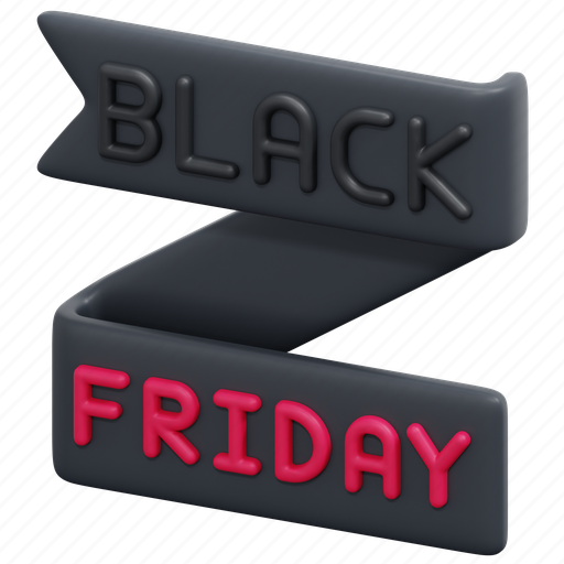 Ribbon, black, friday, banner, sale, offer, shopping 3D illustration - Download on Iconfinder