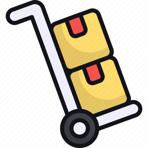 Push cart, boxes, logistic, trolley, shipment, shipping icon - Download on Iconfinder