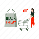 trolley, cart, shopping, black, friday