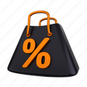 shopping, bag, black, gold, percentage, cart, discount, ecommerce, percent