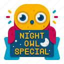 night, owl, special, sale