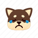 sad, black shiba inu, emoji, emotional, unhappy, sadness, worried 
