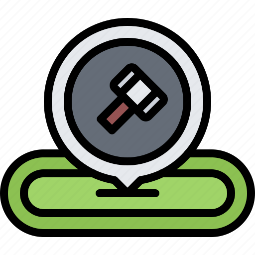 Location, pin, hammer, blacksmith, forging icon - Download on Iconfinder