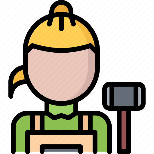 Hammer, woman, blacksmith, forging icon - Download on Iconfinder