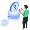 bitcoin, bt, cryptocurrency, digital, currency, money, illustration, vector