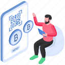 bitcoin, transaction, withdrawal, btc, send, cryptocurrency, illustration, vector
