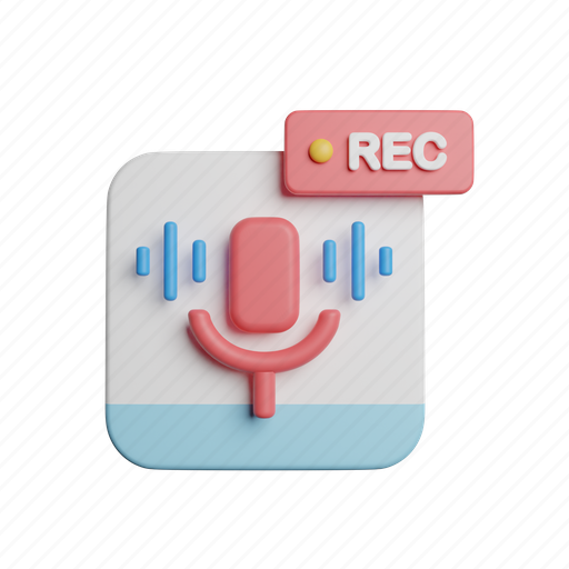 Recording, front, microphone, mic, audio, music, sound 3D illustration - Download on Iconfinder