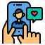 feedback, hand, heart, rating, smartphone 