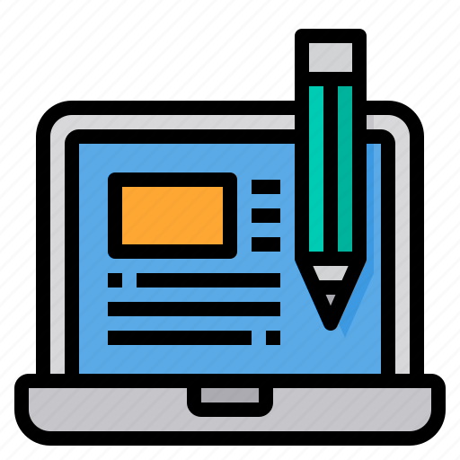 Blogger, edit, laptop, pencil, writer icon - Download on Iconfinder