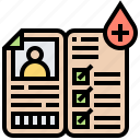 blood, card, checklist, donor, profile