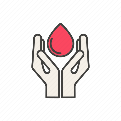 Blood, donation, drop, hand, line, thin icon - Download on Iconfinder