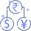 yen, exchange, business, coin, rupee, dollar, money 