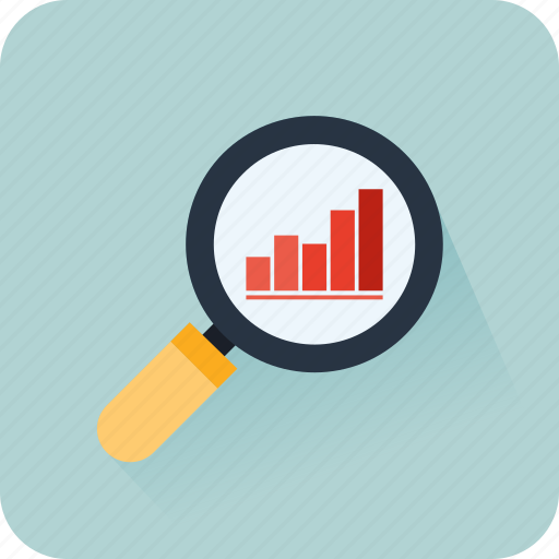 Bars, business, graphics, growing, magnifying glass, search, statistics icon - Download on Iconfinder
