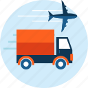 airplane, delivery, logistics, transportation, truck