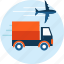 airplane, delivery, logistics, transportation, truck 