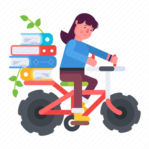Student riding, riding bicycle, riding cycle, student going, going school icon - Download on Iconfinder