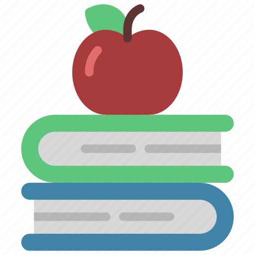 Apple, on, book, pile, books, literature icon - Download on Iconfinder