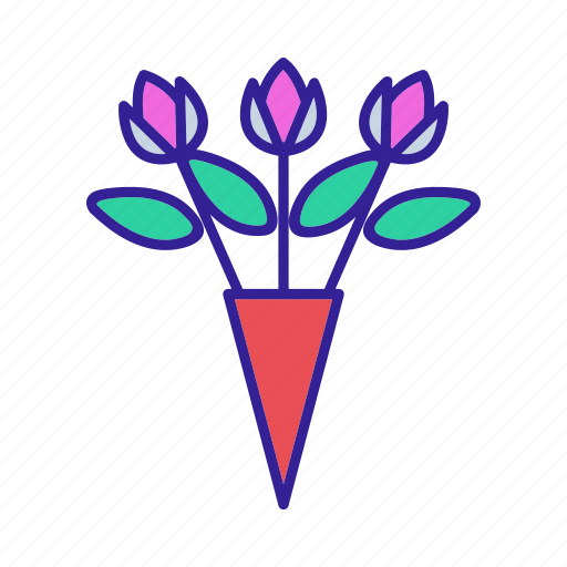 Bouquet, bud, contour, element, flower, plant, rose icon - Download on Iconfinder