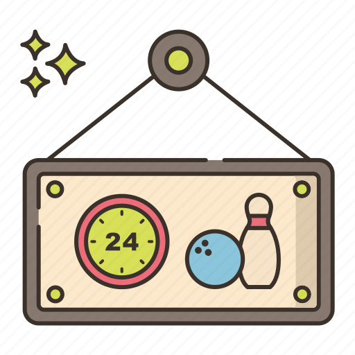 Bowling, hours, open, sign icon - Download on Iconfinder
