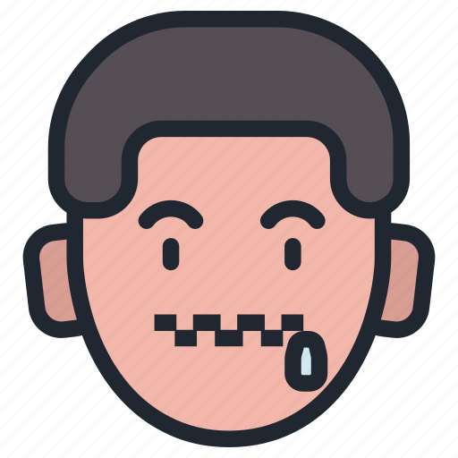 Boy, emoji, smiley, face, emoticon, zipped, zip icon - Download on Iconfinder