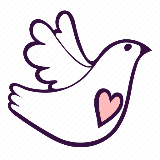 Bird, dove, flying, heart, pigeon, romance, wedding icon - Download on Iconfinder