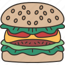 hamburger, burger, food, lunch, delicious