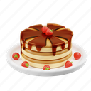 pancakes, dish, sweet, breakfast, food, strawberry