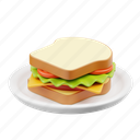 sandwich, fast food, toast, bread, meal, breakfast, junk food, food, dish