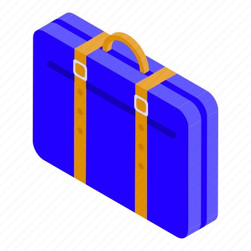 Blue, briefcase, isometric icon - Download on Iconfinder