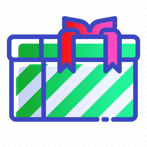 Christmas, gift, green, present, stripey, xmas icon - Download on Iconfinder