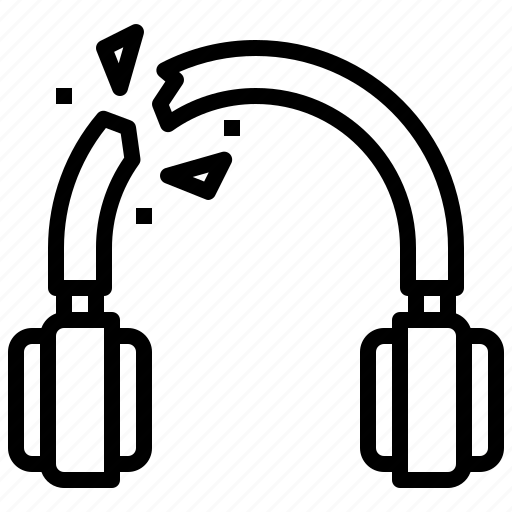 Headphone, broken, music, technology, miscellaneous icon - Download on Iconfinder