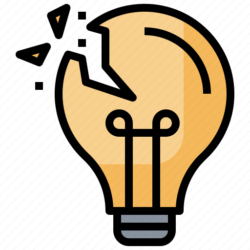 Lightbulb, broken, lamp, light, tool icon - Download on Iconfinder