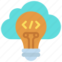cloud, ideas, cloudcomputing, light, bulb