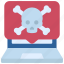 laptop, death, message, virus, dead, skull, crossbones 