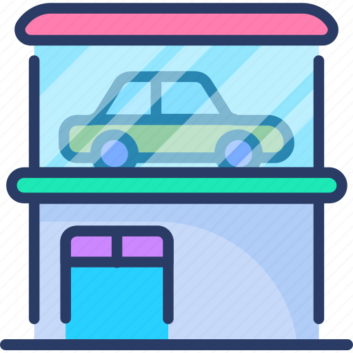Auto, car, dealership, garage, parked, shop, showroom icon - Download on Iconfinder