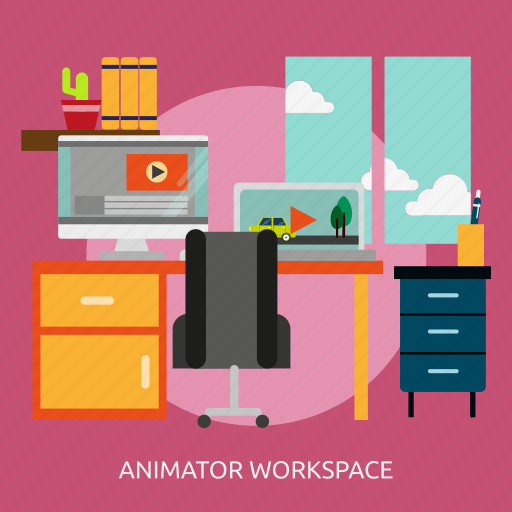 Animator, building, interior, workspace, workspace animator icon - Download on Iconfinder