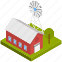 agriculture, building, farm house, mill, power plant, village, windmill