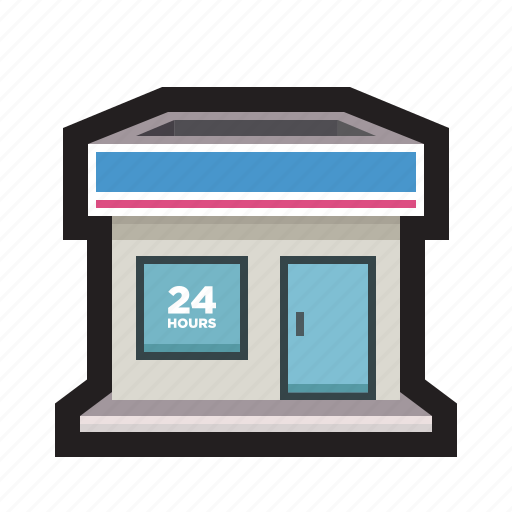24 hours, convenience store, mini mart, lawson, retail icon - Download on Iconfinder