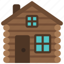 cabin, real, estate, log, wooden