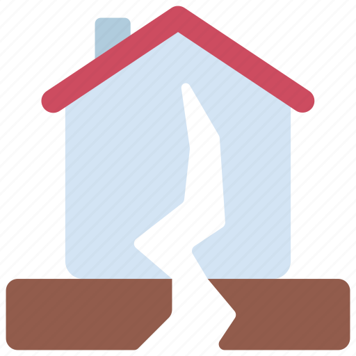 Earthquake, house, natural, disaster, cracked icon - Download on Iconfinder
