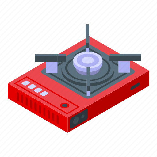 Portable, burning, gas, stove, isometric icon - Download on Iconfinder