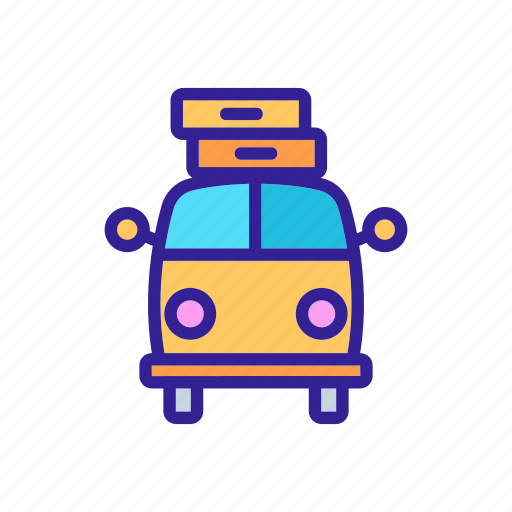 Bus, front, loaded, suitcases, trip, up, view icon - Download on Iconfinder