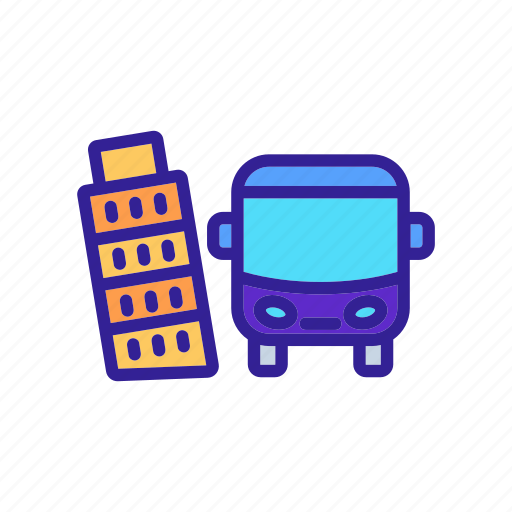 Bus, leaning, pisa, tour, tower, travel, trip icon - Download on Iconfinder
