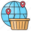 cart, global, location, map, shopping 