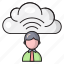 cloud, database, profile, server, signal 