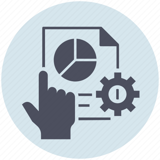 Analytics, business, document, gear, graph, hand icon - Download on Iconfinder